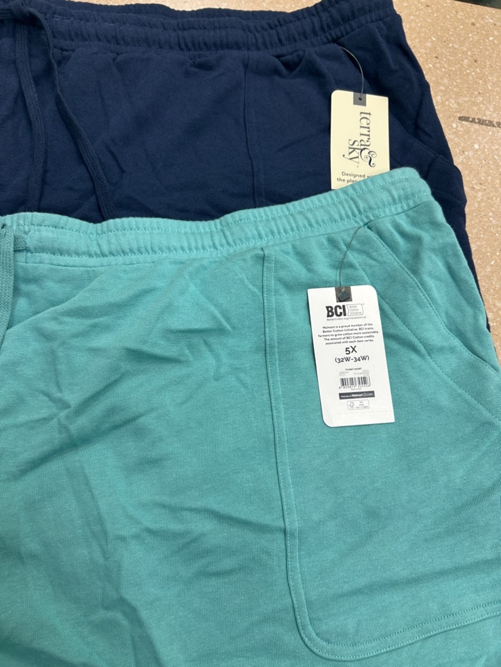 🔥2 FOR $15🔥Light Teal and Navy Casual Knit Shorts Duo - SET OF 2 ! Size 5X - Picture 2 of 6